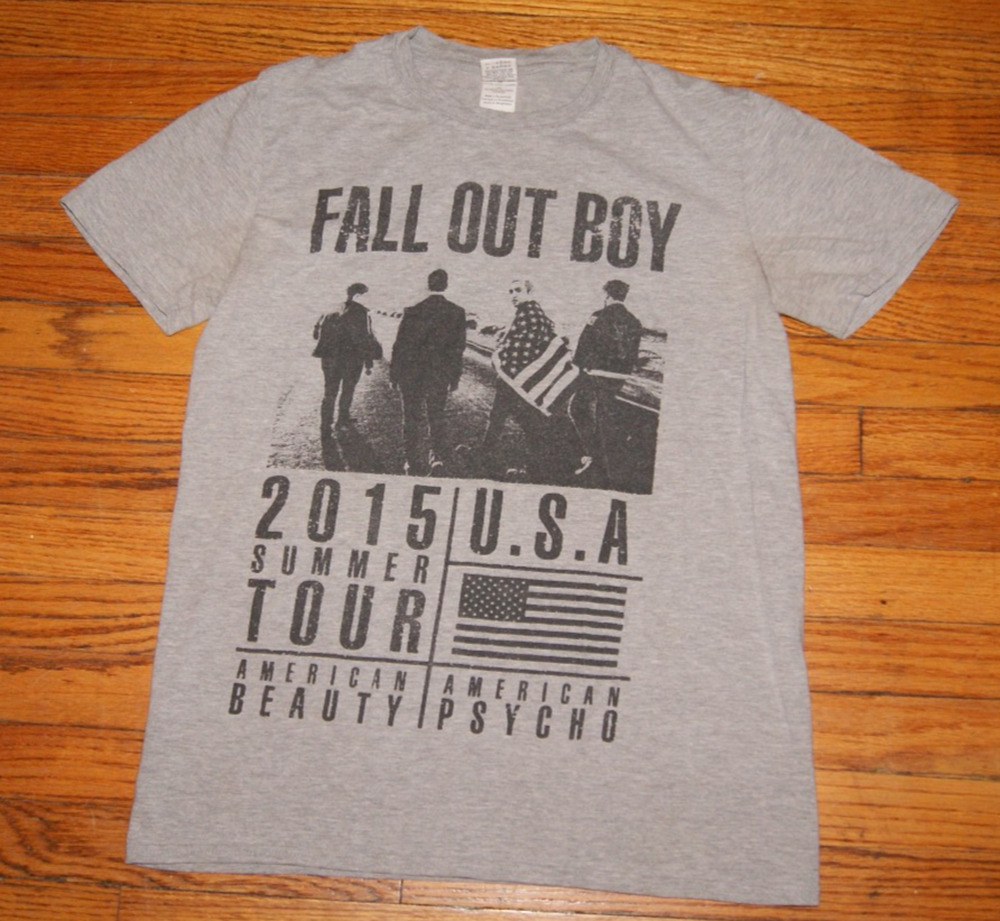 Fall Out Boy 2015 Tour Shirt Adult Medium Gray American Beauty/American Psycho